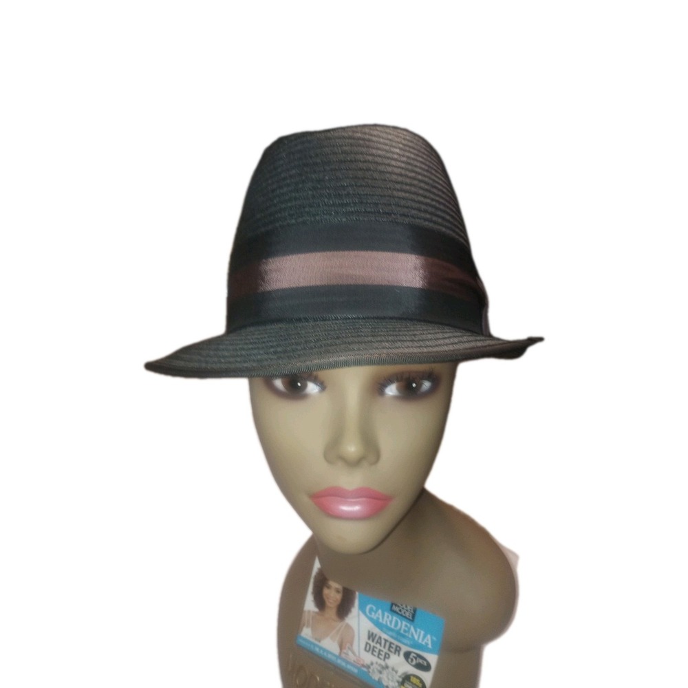 Stetson Wallersein Straw Vintage Fedora Blk Banded‎ 6 5/8